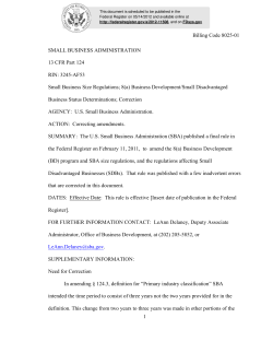 1 Billing Code 8025-01 SMALL BUSINESS ADMINISTRATION 13