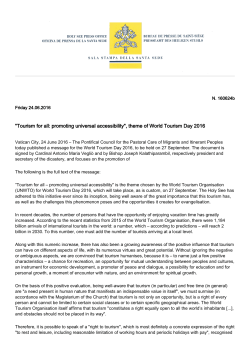 "Tourism for all: promoting universal accessibility", theme of World