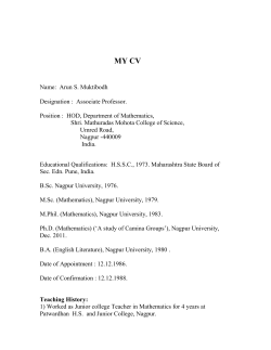 Name: Arun S. Muktibodh Designation : Associate Professor