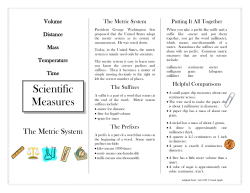 The Metric System - Mrs Russell`s Classroom