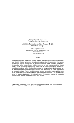 Coalition Formation and the Regime Divide in Central Europe