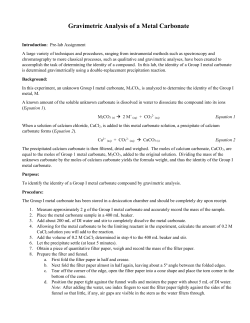 Gravimetric Analysis of a Metal Carbonate