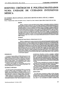 doentes cir&uacute;rgicos e politraumatizados numa unidade de cuidados