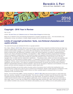 Copyright - 2016 Year in Review Limits of copyright protection: facts