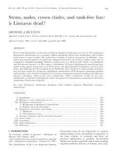 Stems, nodes, crown clades, and rank