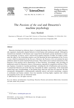 The Passions of the soul and Descartes`s