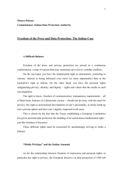 Freedom of the Press and Data Protection