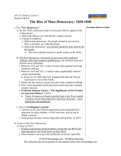 The Rise of Mass Democracy: 1820-1840