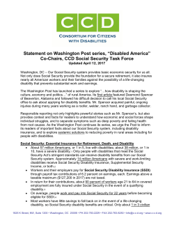 Statement on Washington Post series, &ldquo;Disabled America&rdquo; Co