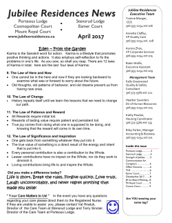 Jubilee Residences News April 2017