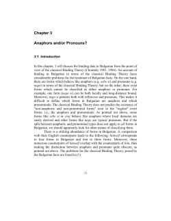 Chapter 3 Anaphors and/or Pronouns?