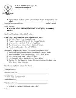 St. Matt Summer Reading 2016 4th Grade Reading List Awards.