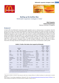 Beefing up the beefless Mac: McDonald`s expansion strategies in India