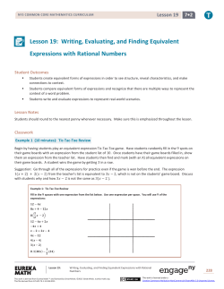Lesson 19: Writing, Evaluating, and Finding Equivalent Expressions