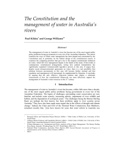 The Constitution and the management of water in Australia`s rivers
