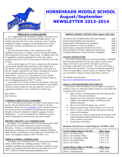 HORSEHEADS MIDDLE SCHOOL August/September