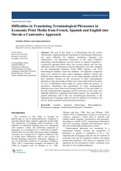 Difficulties in Translating Terminological Phrasemes in Economic