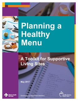 Planning a Healthy Menu A toolkit for Supportive Living Sites