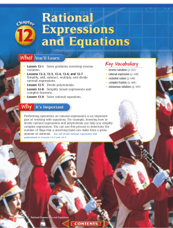Chapter 12: Rational Expressions and Equations