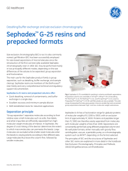 Sephadex G-25 resins and prepacked formats