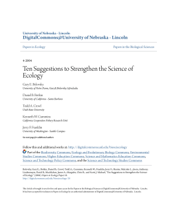 Ten Suggestions to Strengthen the Science of Ecology