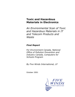 An Environmental Scan of Toxic and Hazardous Materials