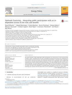 Hydraulic fracturing &ndash; Integrating public participation