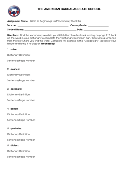 Brit Lit Beginnings Vocabulary Week 05