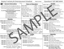 Sample Activity Schedule - Bayley`s Camping Resort