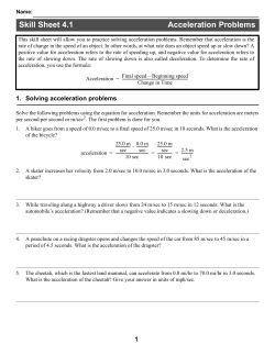 Skill Sheet 4.1 Acceleration Problems