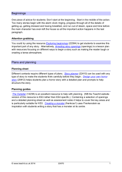 Beginnings Plans and planning