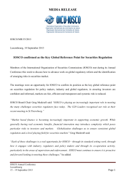 IOSCO Confirmed As the Key Global Reference Point for Securities