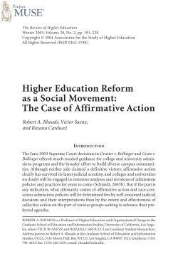 Higher Education Reform as a Social Movement: The Case of