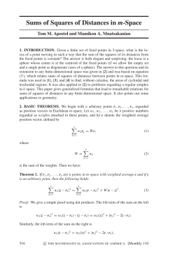 Sums of Squares of Distances in m-Space