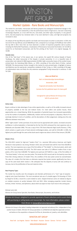 Market Update - Rare Books and Manuscripts
