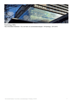 Hydrology MSc - Vrije Universiteit Amsterdam