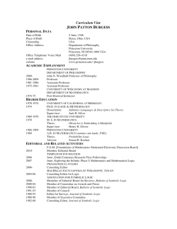 Curriculum Vit&aelig; JOHN PATTON BURGESS