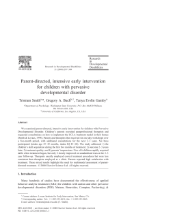 Parent-directed, intensive early intervention for children with