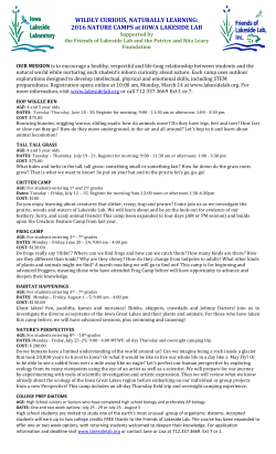 2016 Camp Flier - Friends of Lakeside Lab