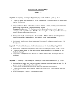 Don Quixote de la Mancha RFQs Chapters 7 &ndash; 9 Chapter 7