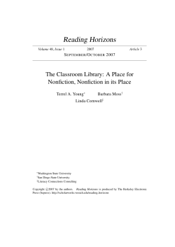 The Classroom Library: A Place for Nonfiction, Nonfiction in its Place