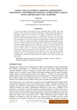 MOTIVATION MATTERS IN ADOPTING PREWRITING STRATEGIES