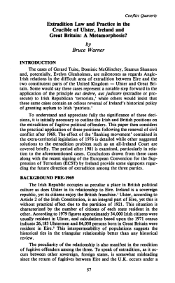 Extradition Law and Practice in the Crucible of Ulster, Ireland and