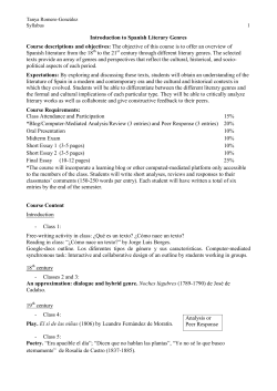 Introduction to Spanish Literary Genres Course descriptions and