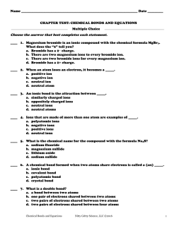 Chemical Bonds and Equations