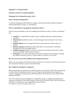 Appendix 5.2. Chemical Safety SCIENCE SAFETY IN OUR