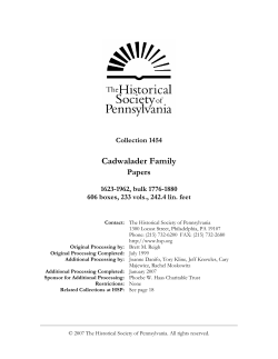 Cadwalader Family - Historical Society of Pennsylvania