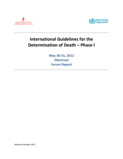 International Guidelines for the Determination of Death &ndash; Phase I