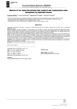 ANALYSIS OF THE CONNECTION BETWEEN PAIN, DISABILITY