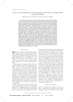 A Note on the Distribution of Some Sponges and Corals in a